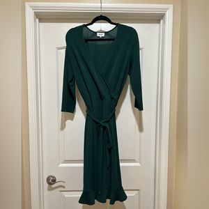 Leota Evergreen Wrap-Style Dress